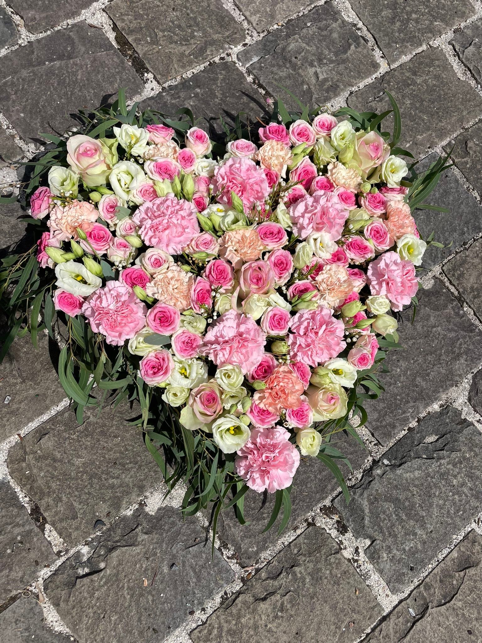 Coeur À notre mamie roses pêche